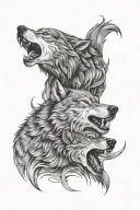 two wolves fighting tattoo design idea