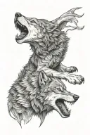 two wolves fighting tattoo design idea