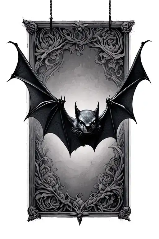 Hanging bat hanging upside tattoo design idea
