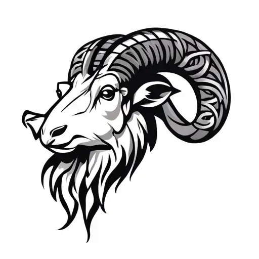 Celtic ornate straight profile ram's head tattoo design idea