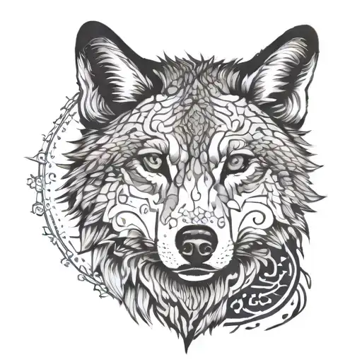 Faded Cross with drowsy wolf tattoo design idea