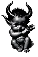 Baby Devil resting tattoo design idea