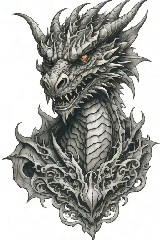 dragon face tattoo design idea