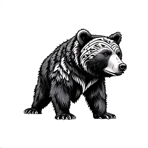 Tribal Bear nordic inspired design tattoo design idea