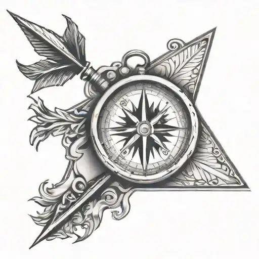 compass with an arrow pointing forward  tattoo design idea