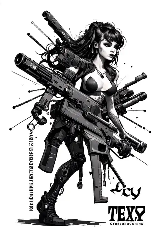 "lucy" Cyberpunk Edgerunners tattoo design idea