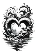 ocean flowing over heart shaped boulders for shoulder tattoo tattoo design idea