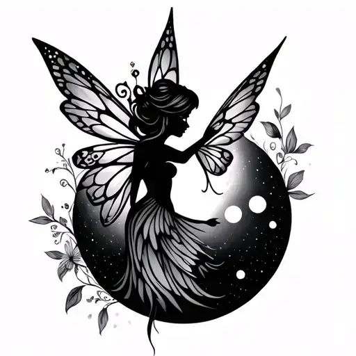 Flor Disney Fairy with Moon Phases tattoo design idea