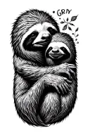 sloth and gluttony looking at each other  tattoo design idea