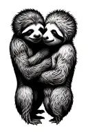 sloth and gluttony looking at each other  tattoo design idea