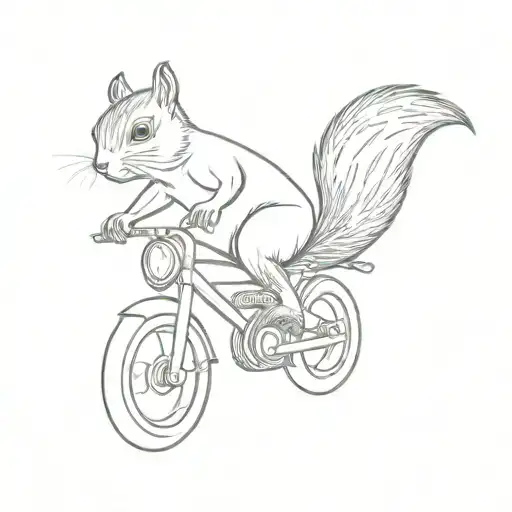 squirrel riding a motorbike doing a wheelie tattoo design idea