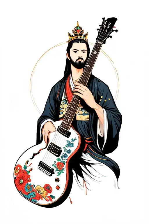 king David hold guitar tattoo design idea