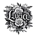The name Lucia with a date mixed with the infinity form tattoo design idea