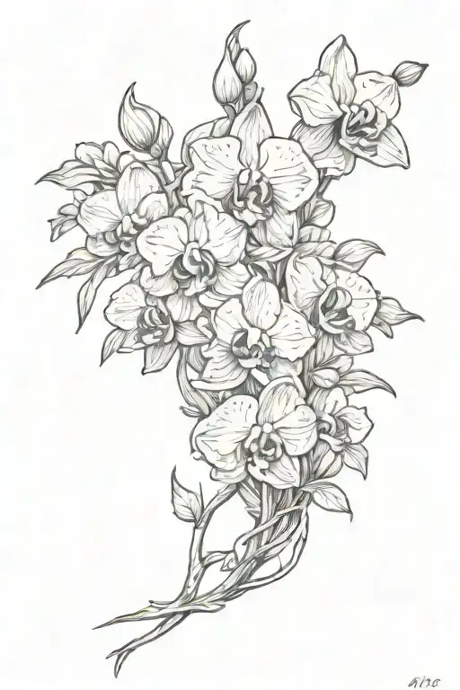 Brandon with orchids roses tattoo design idea