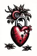 travel heart shaped lock tattoo design idea