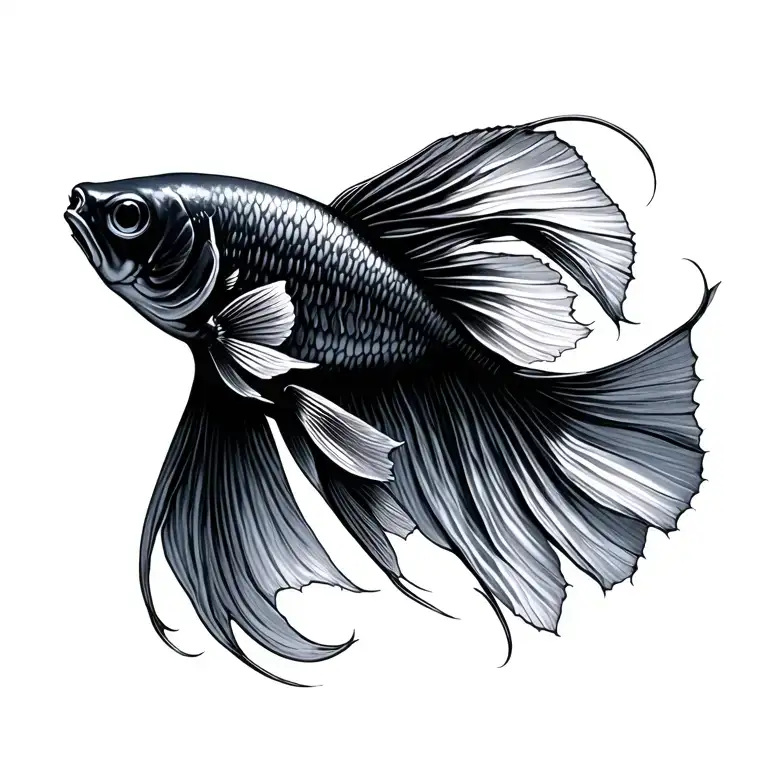 black beta fish named Deon tattoo design idea