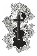 Full moon with catholic cross  tattoo design idea