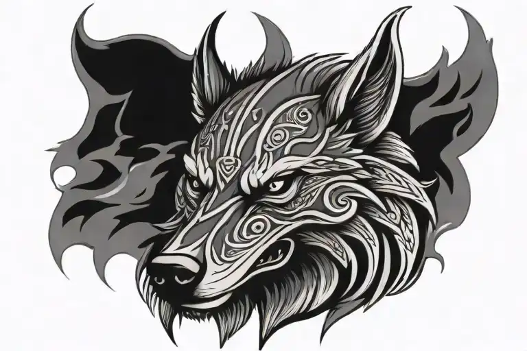Viking wolf head tattoo design idea