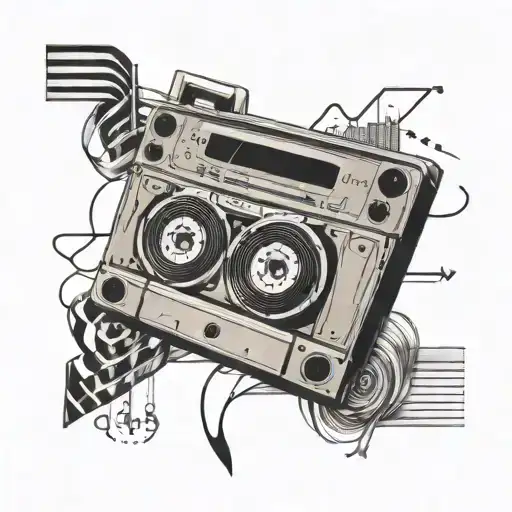 music tape blueprint incorporating elements tattoo design idea