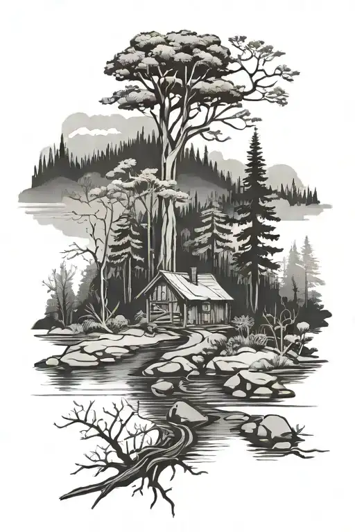 Forrest ridge creek tattoo design idea