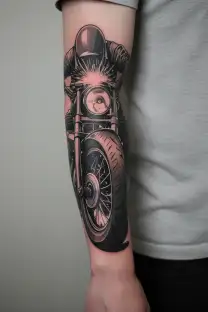welder creating a motorcycle tattoo design idea