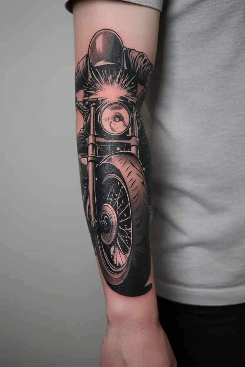 welder creating a motorcycle tattoo design idea