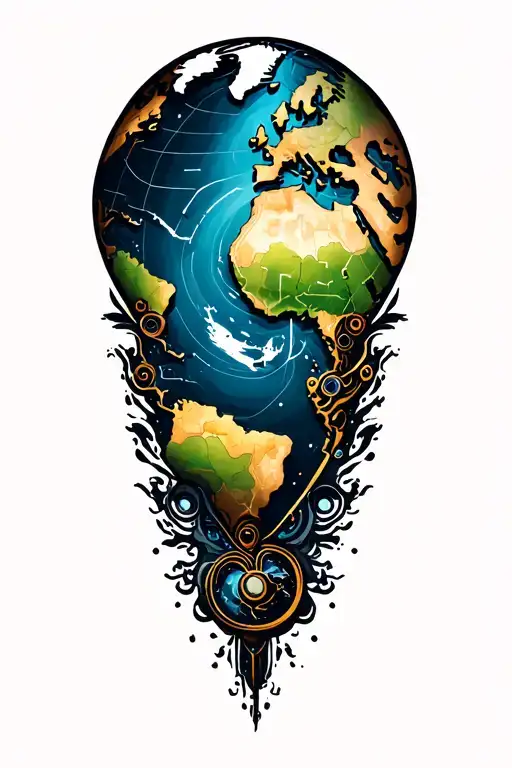 world map adventure tattoo design idea
