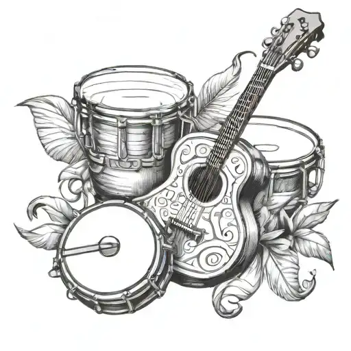 Incorporate traditional Cuban musical instruments like the bongos and maracas into a dynamic and rhythmic tattoo design tattoo design idea