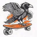 raven on a skateboard tattoo design idea