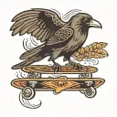 raven on a skateboard tattoo design idea