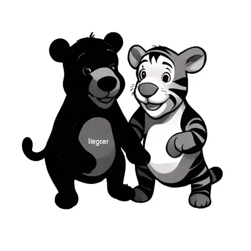 winnie the pooh. piglet and tigger with names tattoo design idea