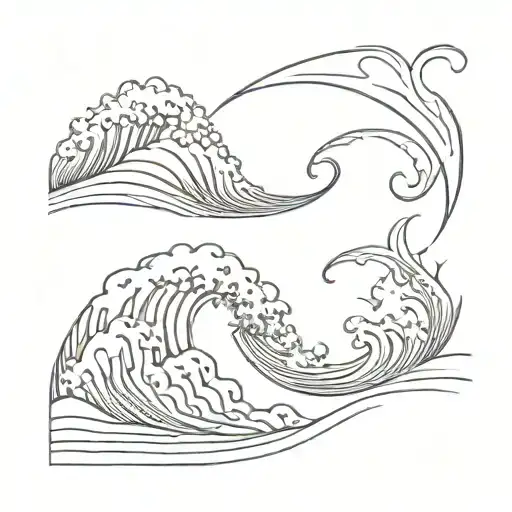 poseidon trident and wave crashing tattoo design idea