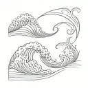 poseidon trident and wave crashing tattoo design idea