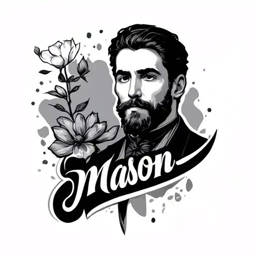 the name Mason, but in easy simple cursive tattoo design idea