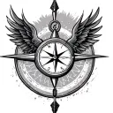 arrow with compass clock tattoo design idea
