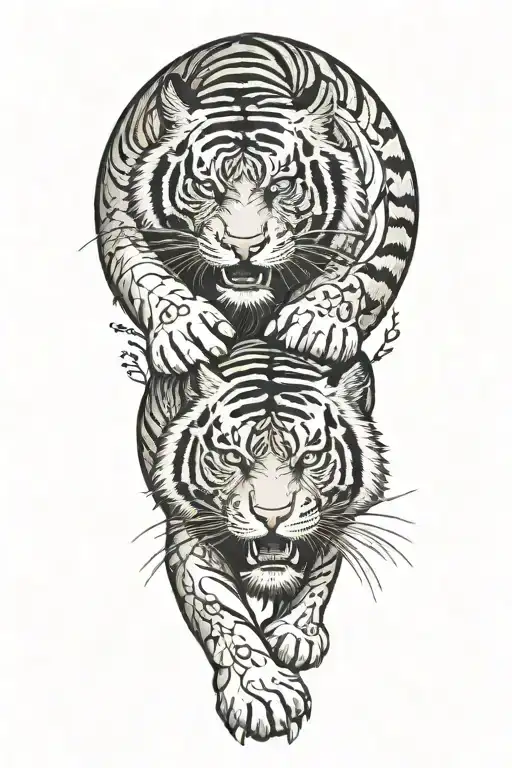 tiger fighting tattoo design idea