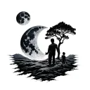 father and son man that hung the moon  tattoo design idea