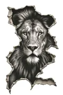 Detroit Lions head with blue eyes tattoo design idea