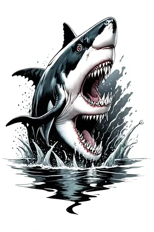 gothic sharks emerging from the abysses in  tattoo design idea