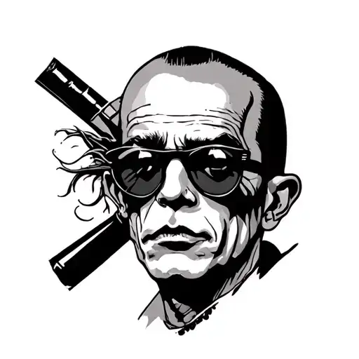 hunter s Thompson in the style of Tim burton tattoo design idea