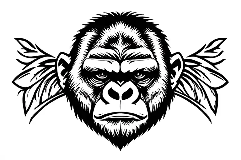 gorilla face tattoo design idea