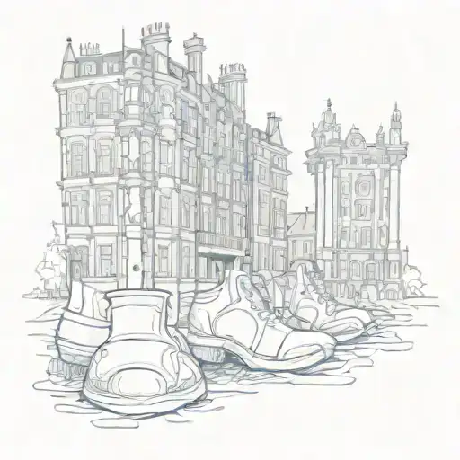  founders building at royal holloway and cowboy boots and twin towers and steel pan (instrument) tattoo design idea