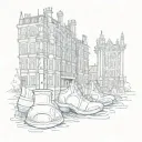  founders building at royal holloway and cowboy boots and twin towers and steel pan (instrument) tattoo design idea