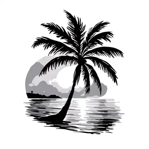 Palm Tree Sunset tattoo design idea