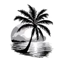 Palm Tree Sunset tattoo design idea