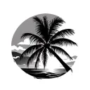 Palm Tree Sunset tattoo design idea