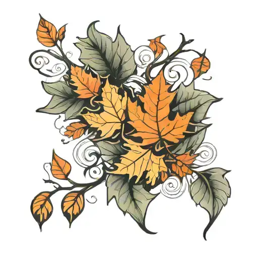 autumn leaves falling tattoo design idea