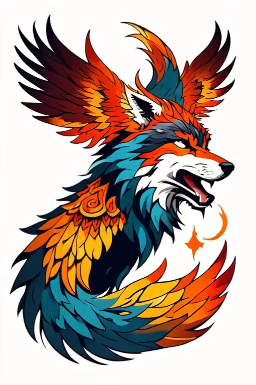 Phoenix struggling with a wolf tattoo design idea