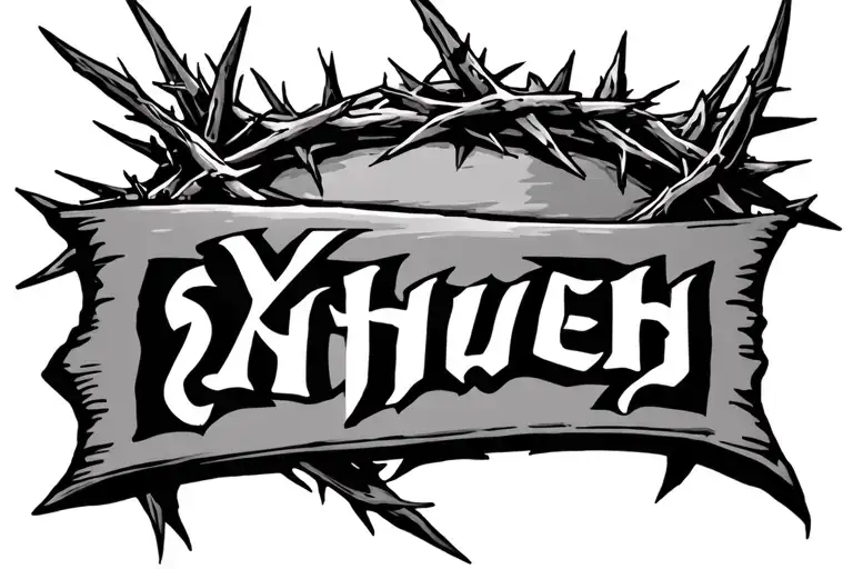 crown of thorns with Yahweh written tattoo design idea