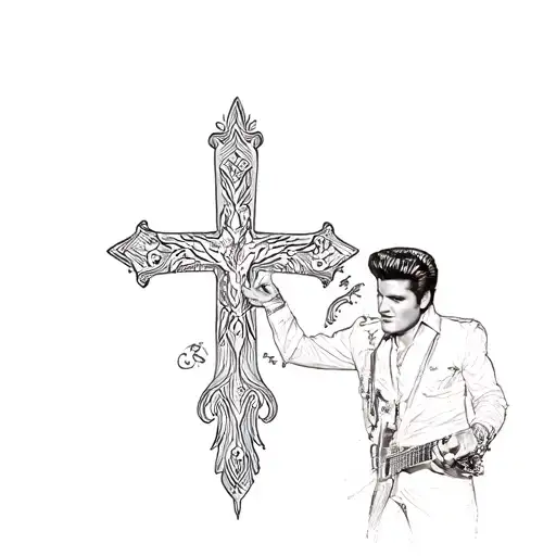 Elvis. Presley and cross tattoo design tattoo design idea